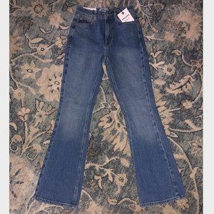 Blue denim flared pants